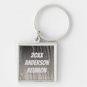 Family Reunion Elegant Silver Stripes Keepsake Keychain