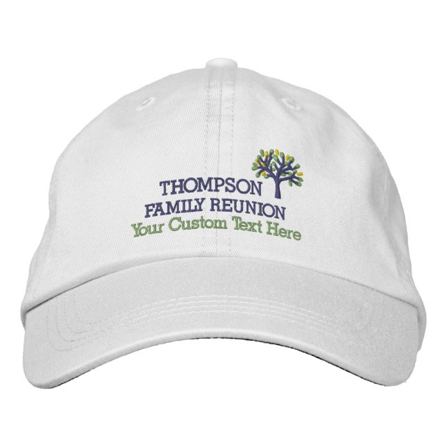 Family Reunion Embroidered Baseball Cap With Tree (Front)