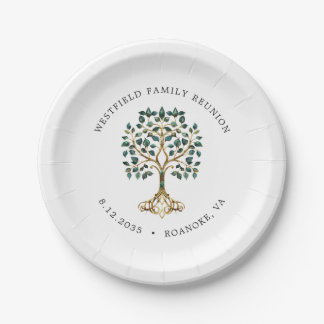 Family Reunion Emerald Tree of Life Paper Plates