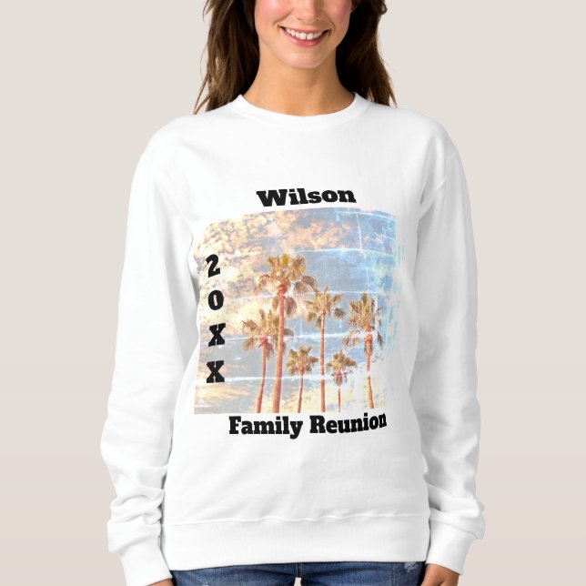 Family Reunion Faded Photo Vintage Palms Keepsake Sweatshirt (Front)