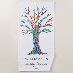 Family Reunion Family Tree Beach Towel