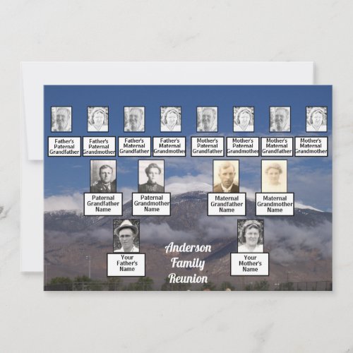 Family Reunion Family Tree Cloud Shrouded Mountain Invitation