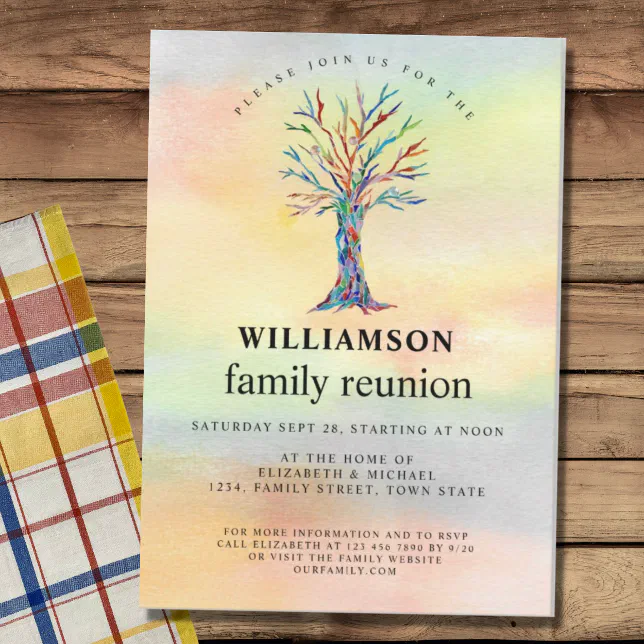 Family Reunion Family Tree Colorful Invitation | Zazzle