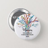 Family Reunion Family Tree Custom Name Tag Button (Front & Back)