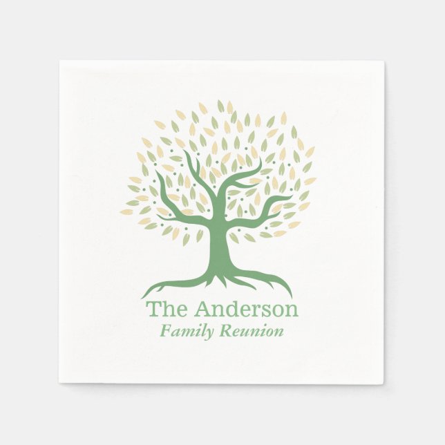 Family Reunion Family Tree Elegant Green Napkins (Front)