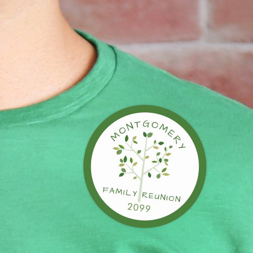 Family Reunion Family Tree Green Commemorative Classic Round Sticker