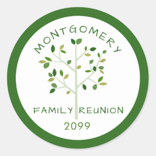 Family Reunion Family Tree Green Commemorative Classic Round Sticker