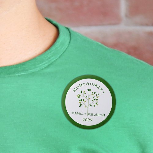 Family Reunion Family Tree Green Personalized Button