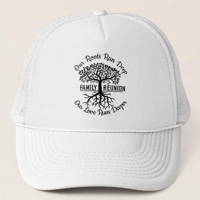 Family Reunion Family Tree Heart Roots Trucker Hat (Front)
