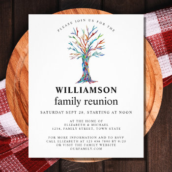 Family Reunion Family Tree Invitation Flyer by SewMosaic at Zazzle