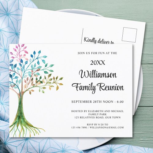 Family Reunion Family Tree  Invitation Postcard