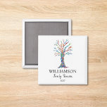 Family Reunion Family Tree  Magnet<br><div class="desc">These colourful Family Reunion Magnets are decorated with a mosaic family tree in the colors of the rainbow. Customize them with your family name and the year. Use the Customize Further option to change the text size, style or color if you wish. Because we create our own artwork you won't...</div>