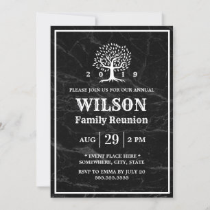 Family Reunion Family Tree Modern Dark Marble Invitation