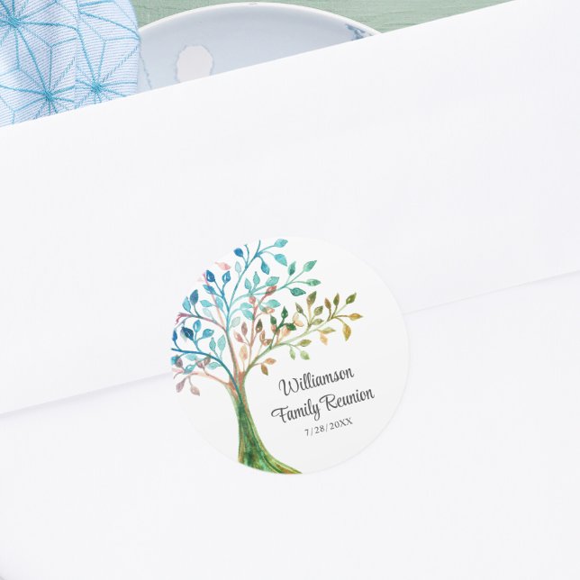 Family Reunion Family Tree Personalized Classic Round Sticker (Creator Uploaded)