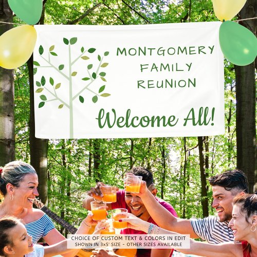 Family Reunion Family Tree Personalized Reusable Banner