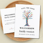 Family Reunion Family Tree Save The Date Announcement Postcard<br><div class="desc">This simple and stylish Family Reunion Save The Date is decorated with a colorful mosaic family tree. Easily customizable. Use the Design Tool to change the text size,  style,  or color. Because we create our artwork you won't find this exact image from other designers. Original Mosaic © Michele Davies.</div>