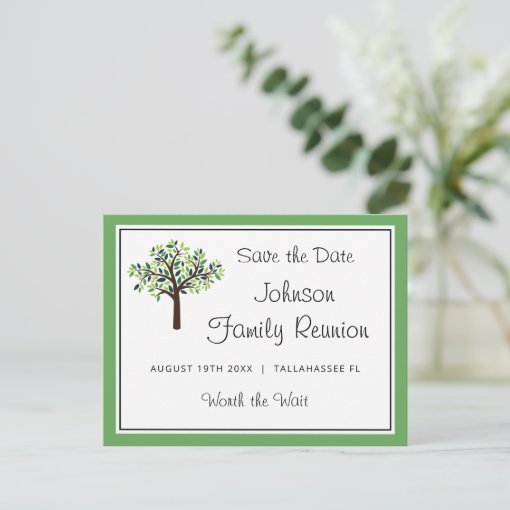 Family Reunion Family Tree Save the Date Postcard | Zazzle