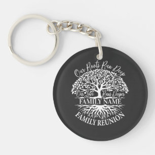 Family Reunion Family Tree White Text Keychain