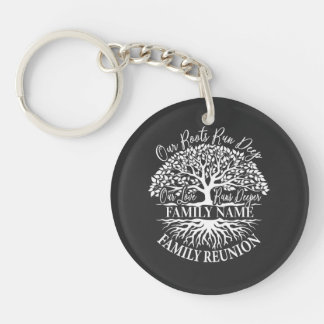 Family Reunion Family Tree White Text Keychain