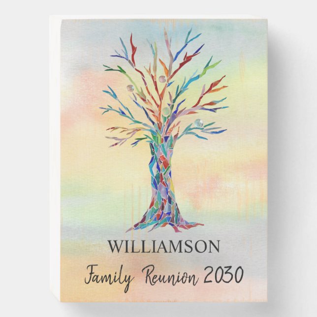 Family Reunion Family Tree    Wooden Box Sign (Front Vertical)