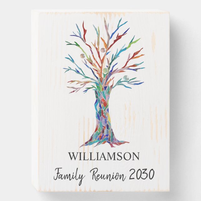Family Reunion Family Tree    Wooden Box Sign (Front Vertical)