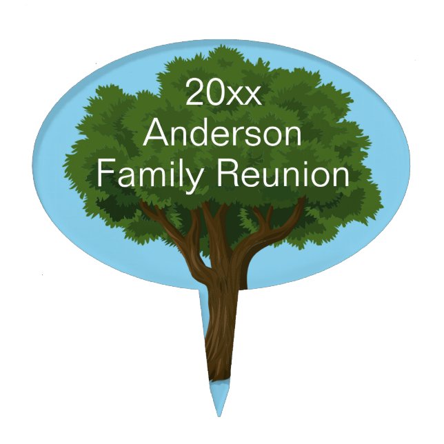 Family Reunion Family Tree Year and Family Name Cake Topper (Front)