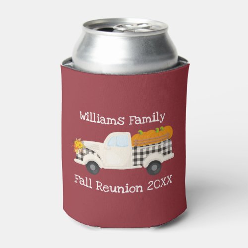 Family Reunion Farm Truck Cute Fall Festival Red Can Cooler
