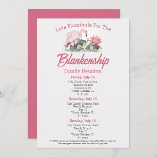 Family Reunion Flamingo Art Three Day Event Custom Invitation