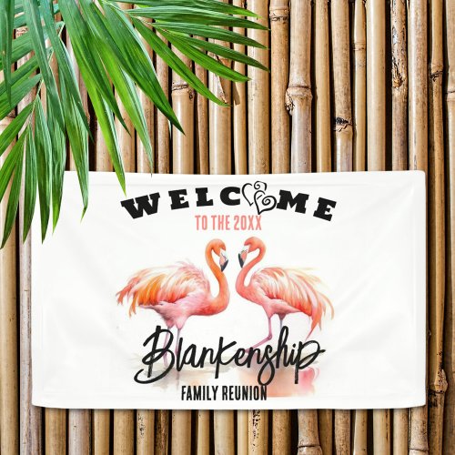 Family Reunion Flamingo Hearts Custom  Banner