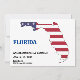 Family Reunion 🎉 FLORIDA State Map USA Flag Invitation