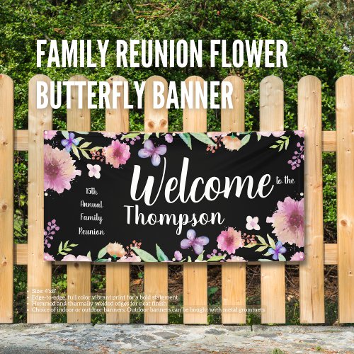 Family Reunion Flower Butterfly Banner