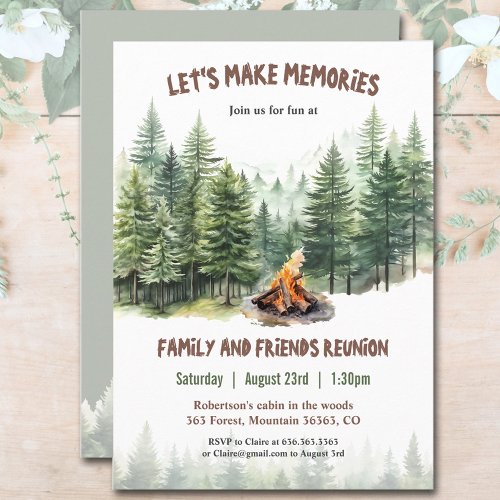 Family Reunion Forest Campfire Invitation