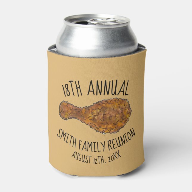 Family Reunion Fried Chicken Leg Drumstick Favor Can Cooler (Can Front)