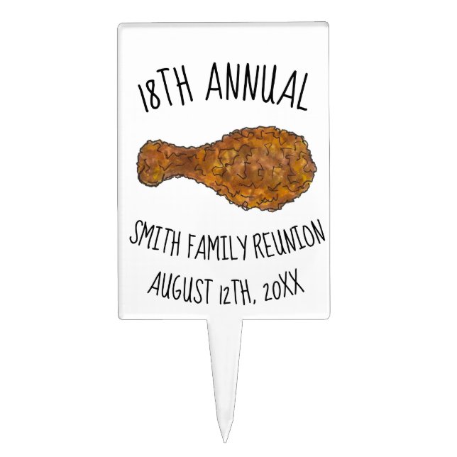 Family Reunion Fried Chicken Leg Drumstick Picnic Cake Topper (Front)