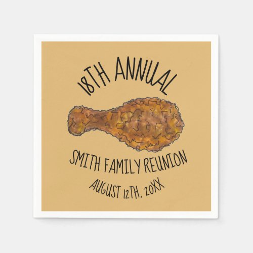 Family Reunion Fried Chicken Leg Drumstick Picnic Napkins