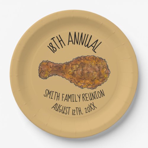 Family Reunion Fried Chicken Leg Drumstick Picnic Paper Plates