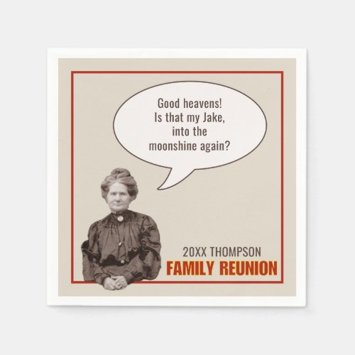 Family Reunion  Funny Antique Grandma Photo Napkins