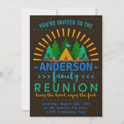 Family Reunion Funny Camping Summer Party Invitation