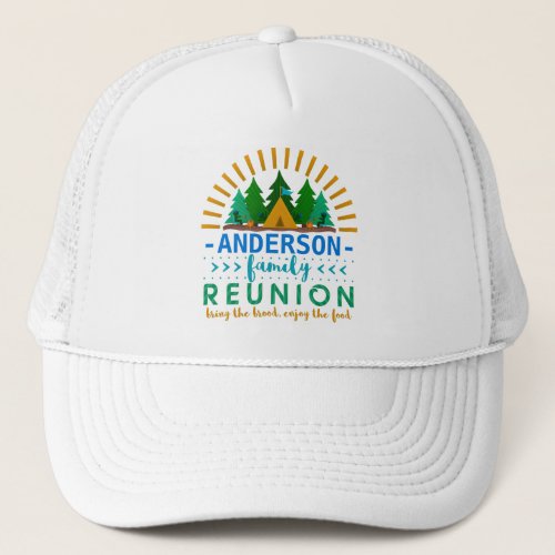 Family Reunion Funny Camping Trip  Custom Name Trucker Hat