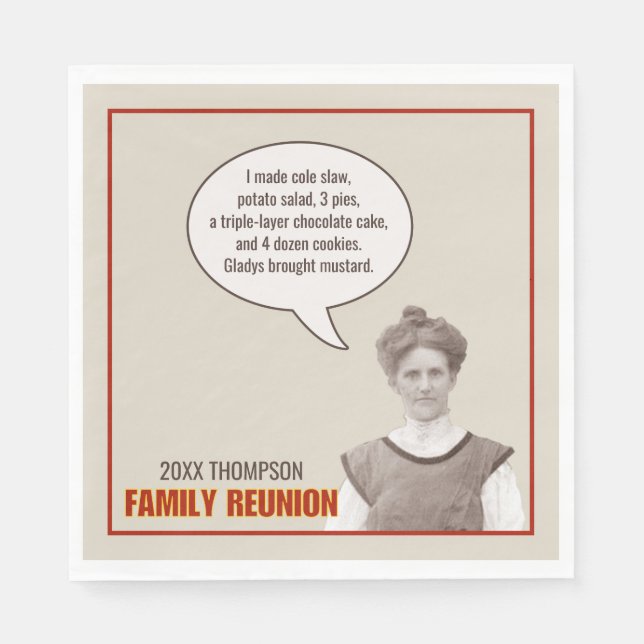 Family Reunion | Funny Old-Time Photograph Napkins (Front)