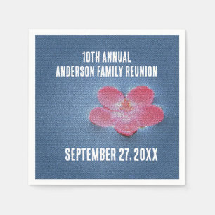 Family Reunion Gathering Floating Pink Flower Napkins