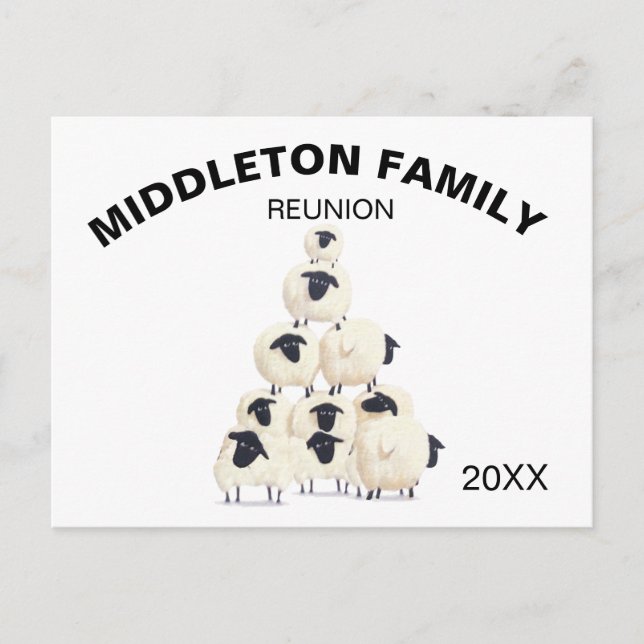 Family Reunion Gathering Fun Black Invitation Postcard (Front)
