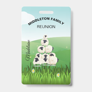 Family Reunion Gathering Fun Sheep Black White Badge