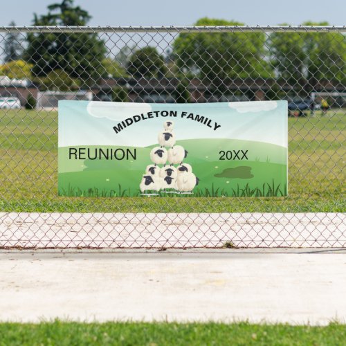 Family Reunion Gathering Fun Sheep Black White Banner