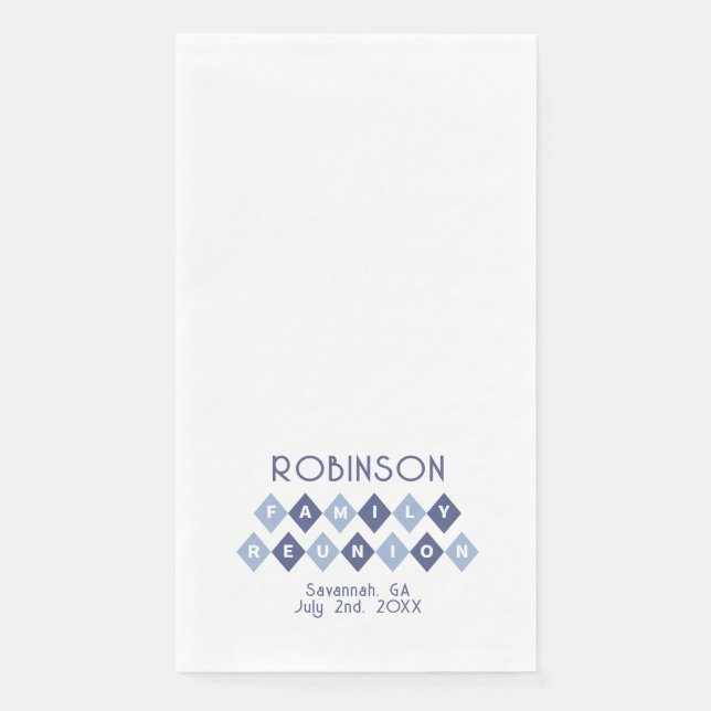 Family Reunion Gathering Modern Blue Picnic Party Paper Guest Towels (Front)