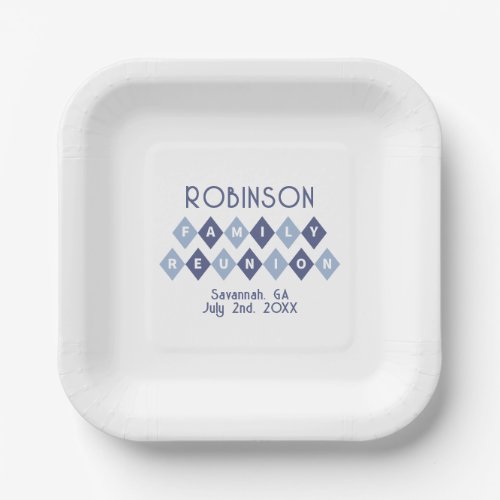 Family Reunion Gathering Modern Blue Picnic Party Paper Plates