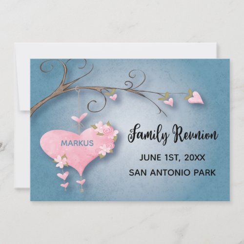 Family Reunion Gathering Save The Date Heart Tree