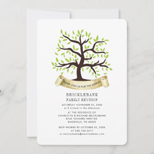 Family Reunion Genealogy Tree Annual Cousins Party Invitation