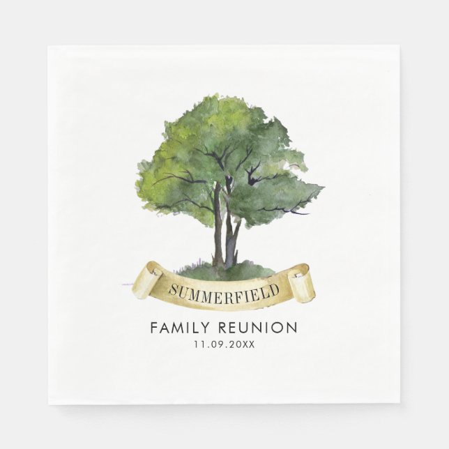 Family Reunion Genealogy Tree Cousins Party Paper Napkins (Front)