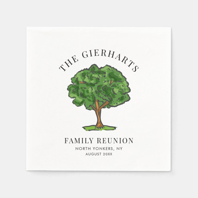 Family Reunion Genealogy Tree Cousins Party Paper Napkins (Front)